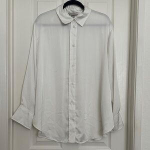 H&M White Long-Sleeve Button-Up Shirt